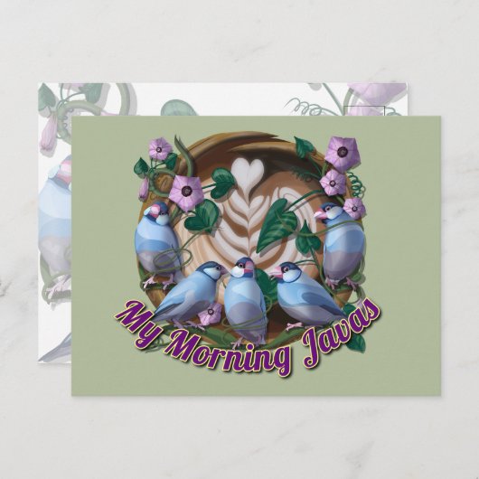 Carte Postale My morning JAVA with Java sparrows (Devant / Derrière)