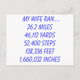 Carte Postale My Wife Ran 26.2 miles
