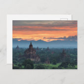 Carte Postale Myanmar, lever du soleil de Bagan (Devant / Derrière)