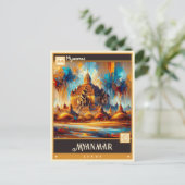 Carte Postale Myanmar | Peinture Vintage (Debout devant)
