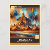 Carte Postale Myanmar | Peinture Vintage (Devant)