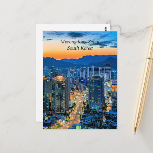 Carte Postale Myeongdong, Séoul, Corée du Sud (Devant/Arrière en situation)