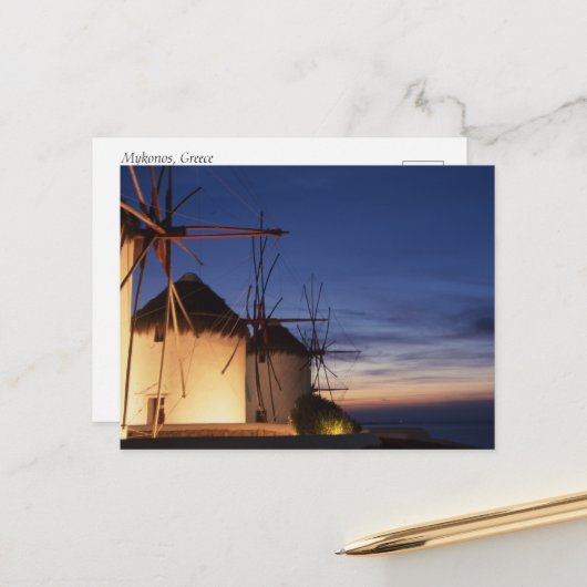 Carte postale Mykonos Grèce (Devant/Arrière en situation)