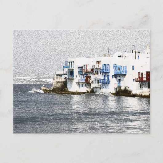 Carte Postale Mykonos, Grèce bâtiments au bord de l'eau (Devant)