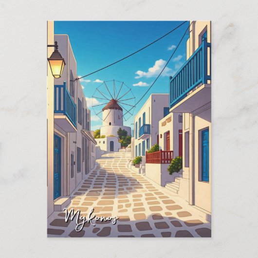 Carte Postale Mykonos Grèce Cyclades Moulin à vent (Devant)