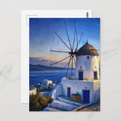 Carte Postale Mykonos, Moulin à vin de Grèce (Devant / Derrière)