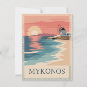 Carte Postale Mykonos vintage minimaliste