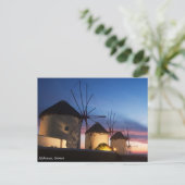 Carte Postale Mykonos Windmill Sunset, Grèce (Debout devant)