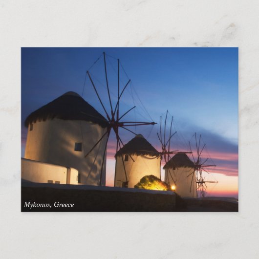 Carte Postale Mykonos Windmill Sunset, Grèce (Devant)