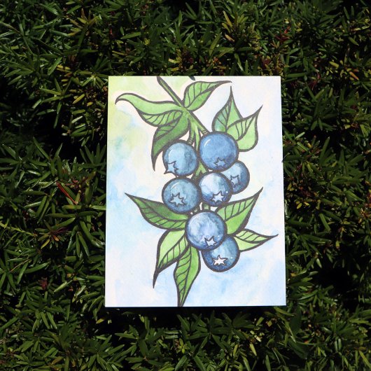 Carte Postale Myrtilles à l'aquarelle