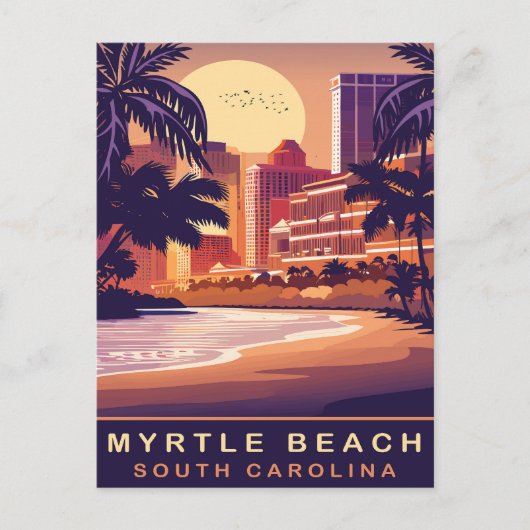 Carte Postale Myrtle Beach, coucher du soleil, Caroline du Sud, (Devant)