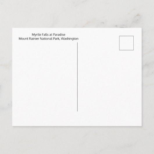 Carte Postale Myrtle Falls, Paradise - Parc national du Mont-Rai (Dos)