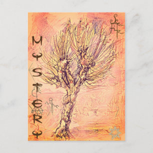 Carte Postale Mystère antique avec arbre et symboles inconnus