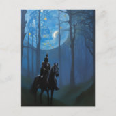 Carte Postale Mystérieux Chevalier Noir dans la Forêt Lune (Devant)