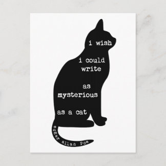Carte Postale Mystérieux comme un chat Edgar Allan Poe Citation