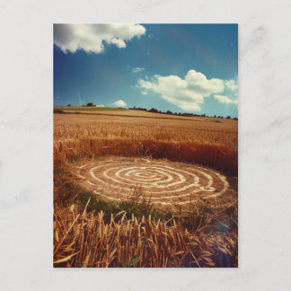 Carte Postale Mysterious Crop Circle in Golden Wheat Field