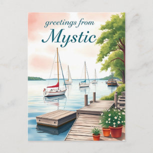Carte Postale Mystic, Connecticut – Front de mer et voiliers