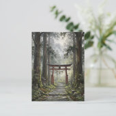 Carte Postale Mystical forest and torii gate that symbolizes it (Debout devant)