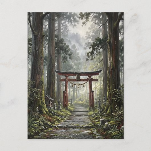 Carte Postale Mystical forest and torii gate that symbolizes it (Devant)