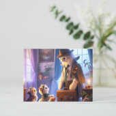 Carte Postale Mystical Kitty va au travail (Debout devant)