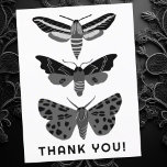Carte Postale Mystical Magical Moths MERCI noir et blanc<br><div class="desc">Modifiez le texte,  la police et les couleurs de cette carte postale personnalisable. Main dessinée par moi pour toi. Consultez ma boutique pour plus de modèles de cartes ou faites-moi savoir si vous voulez quelque chose de personnalisé!</div>