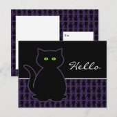 Carte postale mystique de chat noir (Devant / Derrière)