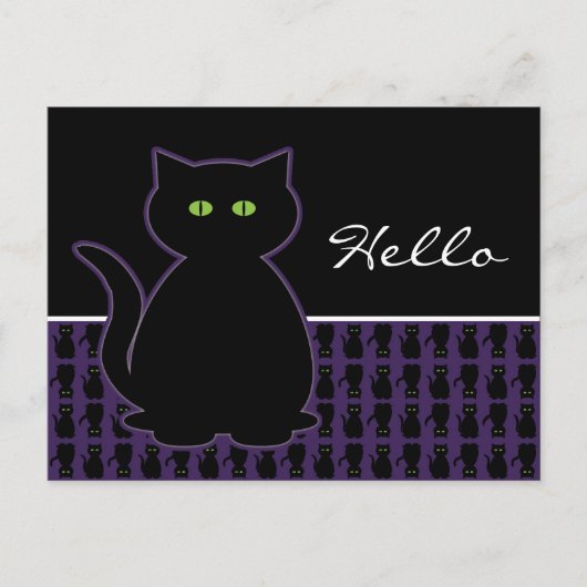 Carte postale mystique de chat noir (Devant)