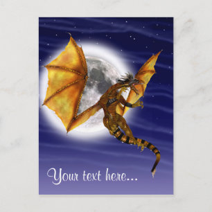 Carte Postale Mythe fantastique de dragon doré ciel pourpre