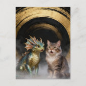 Carte Postale Mythical Cat-Dragon Creatures Surprised (Devant)