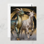 Carte Postale Mythical Dragon Goat Creatures Surprised (Devant / Derrière)
