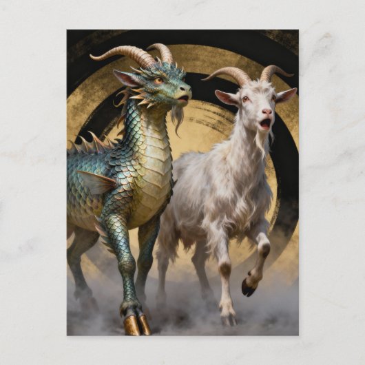 Carte Postale Mythical Dragon Goat Creatures Surprised (Devant)