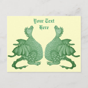 Carte Postale mythique imaginaire créature mignon dragon vert tw