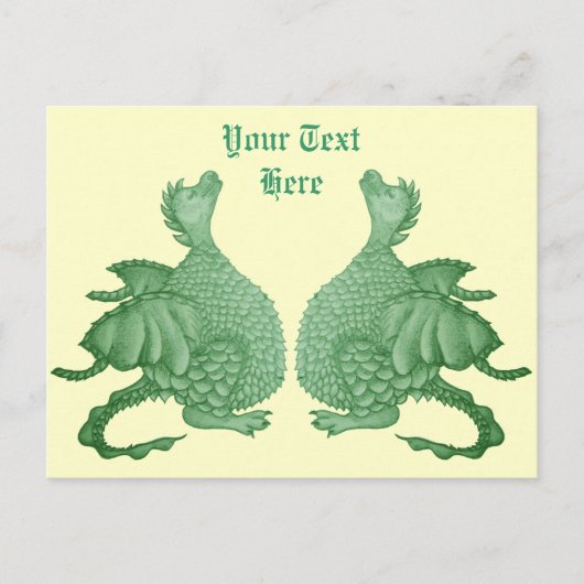 Carte Postale mythique imaginaire créature mignon dragon vert tw (Devant)