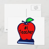 Carte Postale N° 1 enseignant (Apple/Livres) (Devant / Derrière)