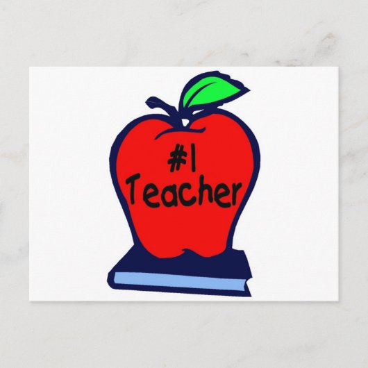Carte Postale N° 1 enseignant (Apple/Livres) (Devant)