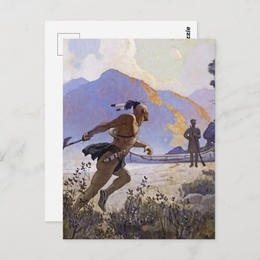 Carte Postale N C Wyeth Peinture occidentale "The Tomahawk" (Devant / Derrière)