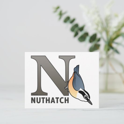 Carte Postale N est pour Nuthatch (Debout devant)