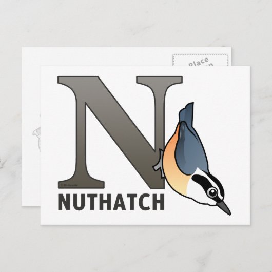 Carte Postale N est pour Nuthatch (Devant / Derrière)
