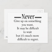 Carte Postale N'abandonne jamais (Devant / Derrière)