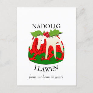 Carte Postale Nadolig Llawen WALES Welsh Merry Christmas Pudding