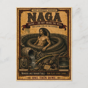 Carte Postale Naga, Monstre de Cirque Vintage