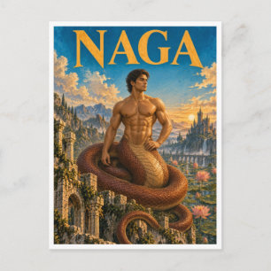 Carte Postale Naga, monstre de fantasy gothique
