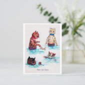 Carte Postale Nage de chats à la plage, Louis Wain (Debout devant)