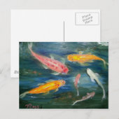 Carte Postale Nage Koi Fish Art (Devant / Derrière)