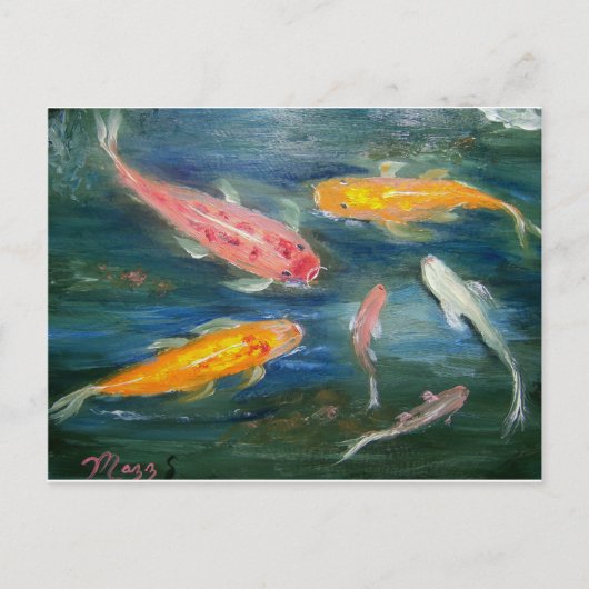 Carte Postale Nage Koi Fish Art (Devant)