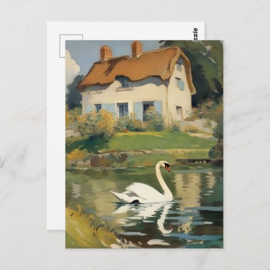 Carte Postale Nager dans un étang (Devant / Derrière)