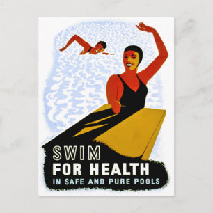 Carte Postale Nager pour la santé dans des piscines sûres et pur
