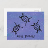 Carte Postale Nager Tortues de mer Joyeux anniversaire (Devant / Derrière)
