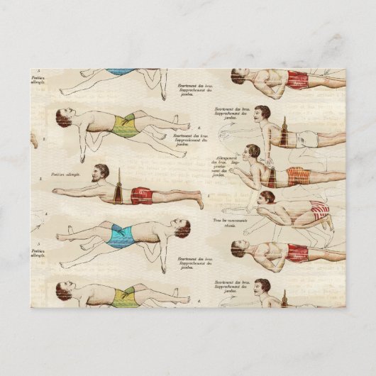 Carte Postale Nageurs français vintage (Devant)