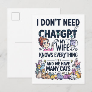 Carte Postale N'ai Pas Besoin de ChatGPT, Ma Femme Sait Tout